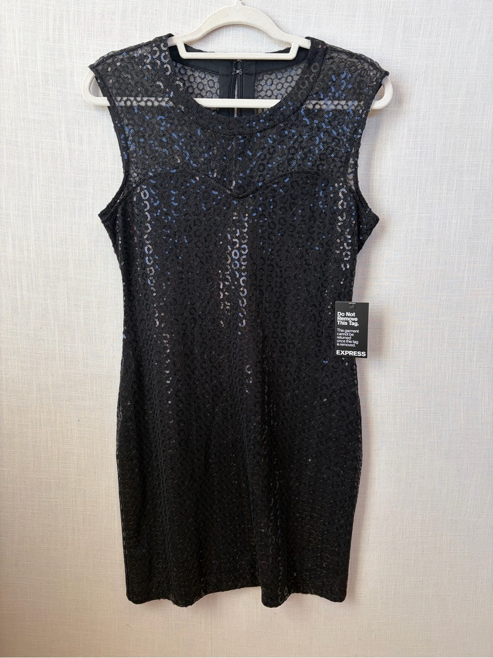 Express NWT Black Sleeveless Sequin Sheath Dress